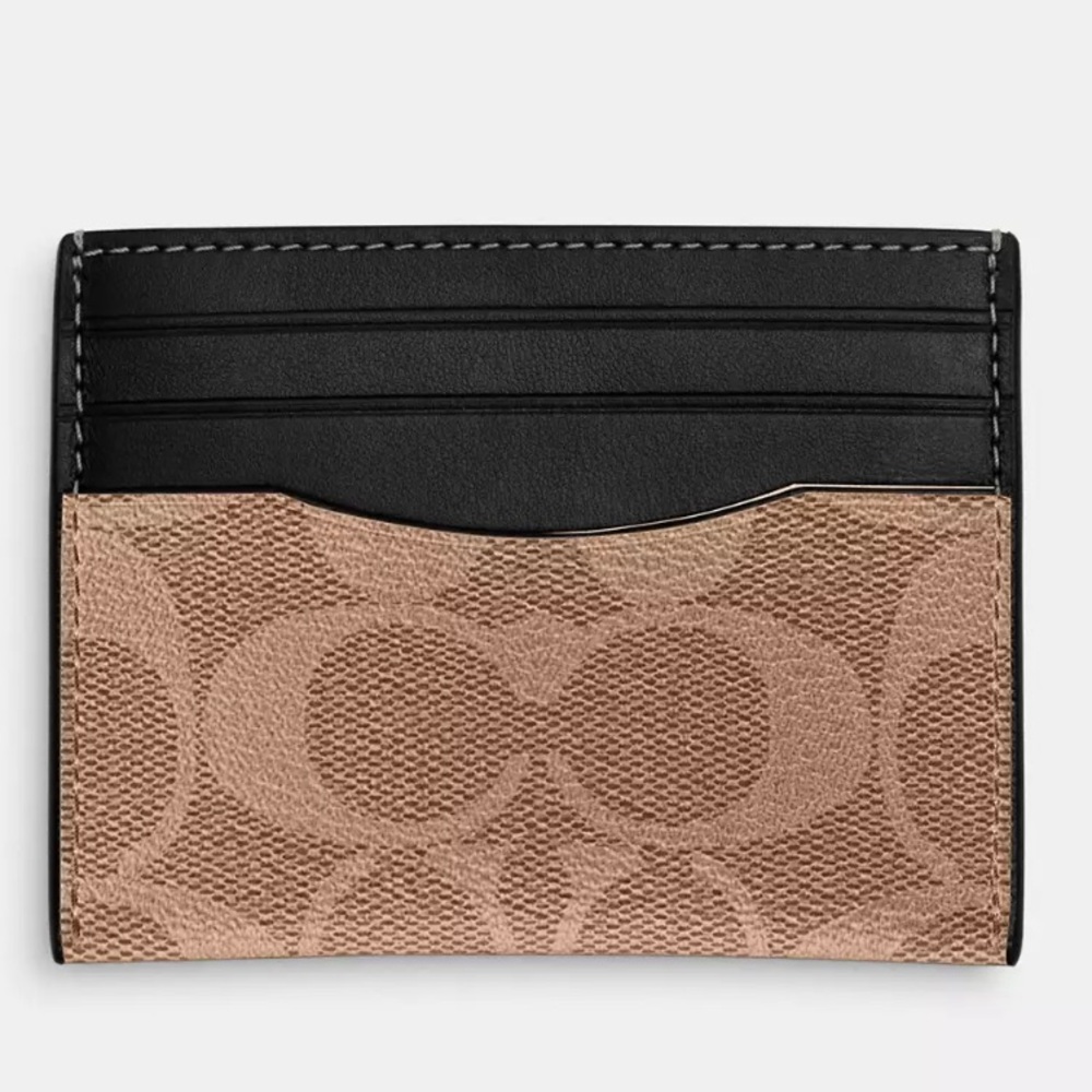Coach Slim Id Card Case In Signature Canvas in packaging